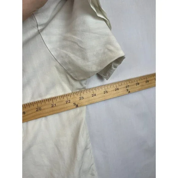 Vintage Blair Shirt Mens Button Up SS Shoulder Tabs White Blue Pockets (Stained) - Picture 3 of 11